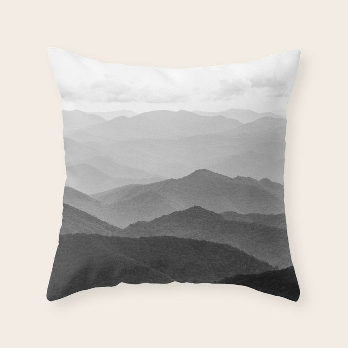 Forest Fade - Black and White Landscape Nature Photography Throw Pillow Gallery Image 6