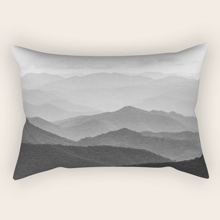 Forest Fade - Black and White Landscape Nature Photography Rectangular Pillow Gallery Image 1