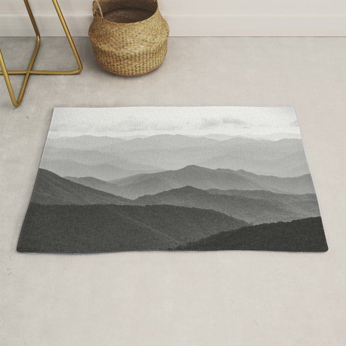 Forest Fade - Black and White Landscape Nature Photography Rug Gallery Image 1