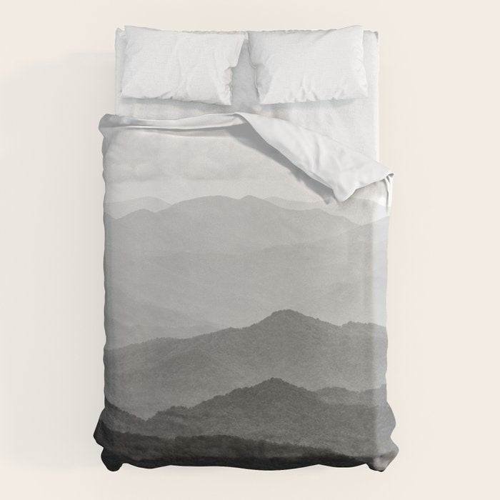 Forest Fade - Black and White Landscape Nature Photography Duvet Cover Gallery Image 1