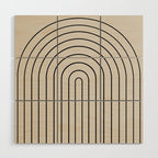 Minimal Arch LVII Vintage Creme and Black Modern Geometric Lines Wood Wall Art Gallery Image 1