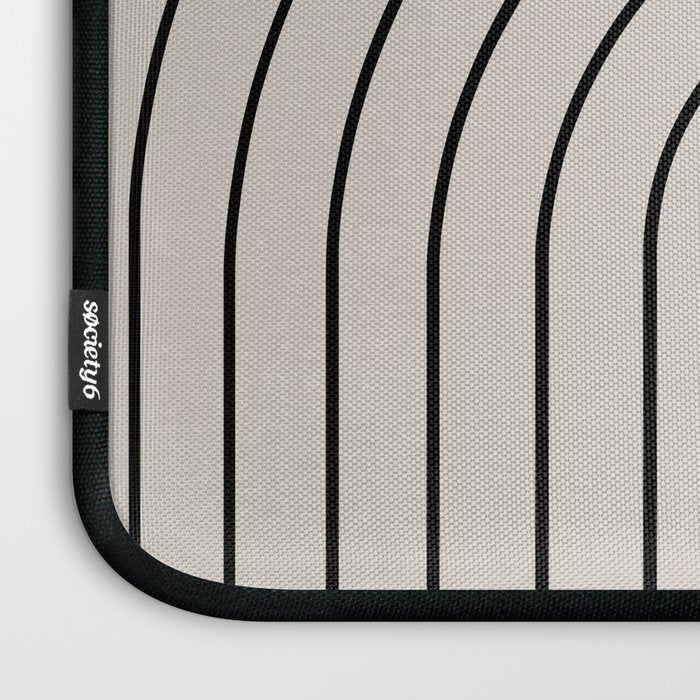 Minimal Arch LVII Vintage Creme and Black Modern Geometric Lines Laptop Sleeve Gallery Image 3