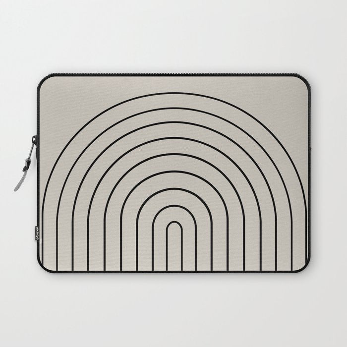Minimal Arch LVII Vintage Creme and Black Modern Geometric Lines Laptop Sleeve Gallery Image 1
