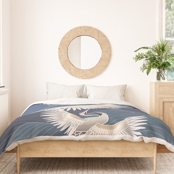 cranes, asian style art Duvet Cover Gallery Image 3