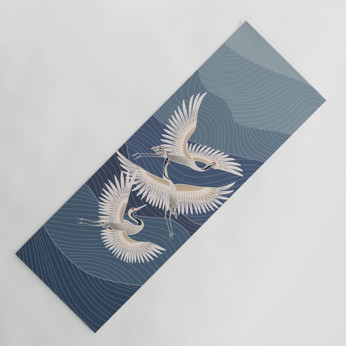 cranes, asian style art Yoga Mat Gallery Image 1