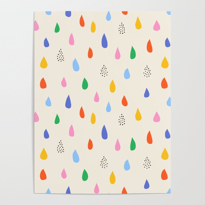 Happy Raindrops - Kids Minimalist Pattern Poster Gallery Image 4