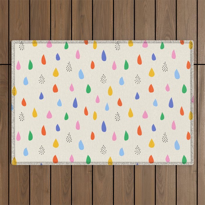 Happy Raindrops - Kids Minimalist Pattern Outdoor Rug Gallery Image 1
