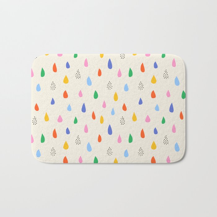 Happy Raindrops - Kids Minimalist Pattern Bath Mat Gallery Image 1