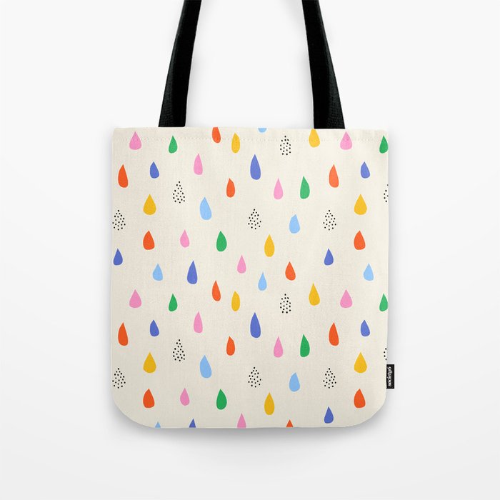 Happy Raindrops - Kids Minimalist Pattern Tote Bag Gallery Image 1
