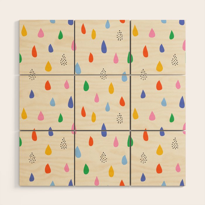 Happy Raindrops - Kids Minimalist Pattern Wood Wall Art Gallery Image 2