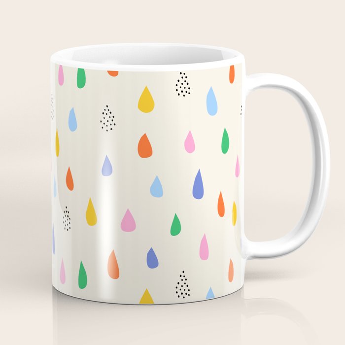 Happy Raindrops - Kids Minimalist Pattern Coffee Mug Gallery Image 1
