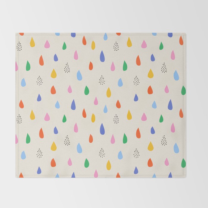 Happy Raindrops - Kids Minimalist Pattern Throw Blanket Gallery Image 2