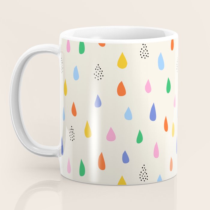 Happy Raindrops - Kids Minimalist Pattern Coffee Mug Gallery Image 3
