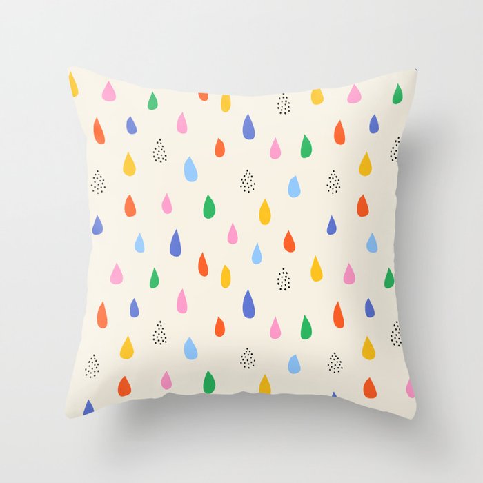 Happy Raindrops - Kids Minimalist Pattern Throw Pillow Gallery Image 1