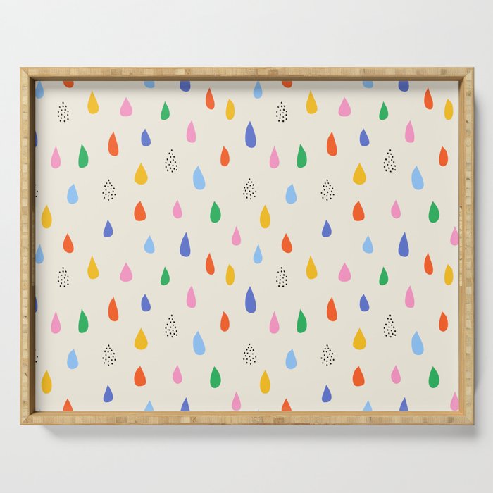 Happy Raindrops - Kids Minimalist Pattern Serving Tray Gallery Image 1