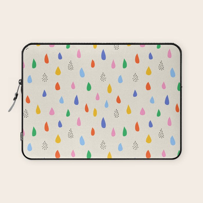 Happy Raindrops - Kids Minimalist Pattern Laptop Sleeve Gallery Image 1