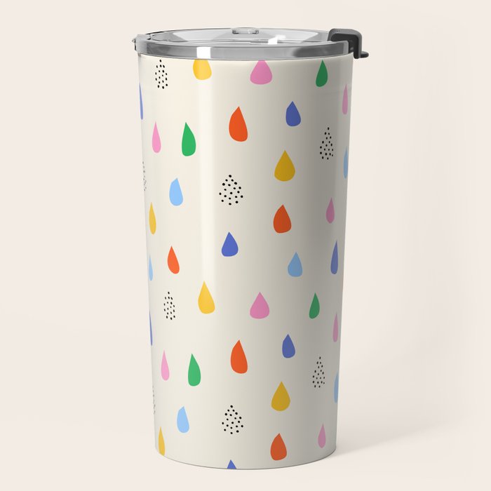 Happy Raindrops - Kids Minimalist Pattern Travel Mug Gallery Image 2