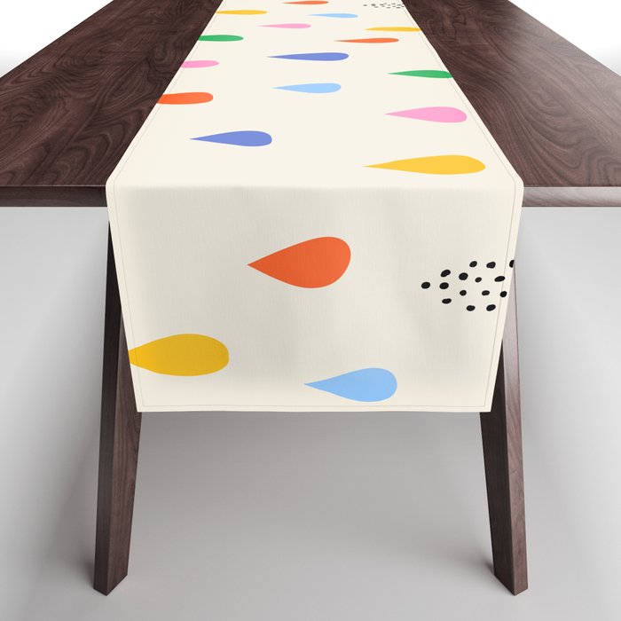 Happy Raindrops - Kids Minimalist Pattern Table Runner Gallery Image 1
