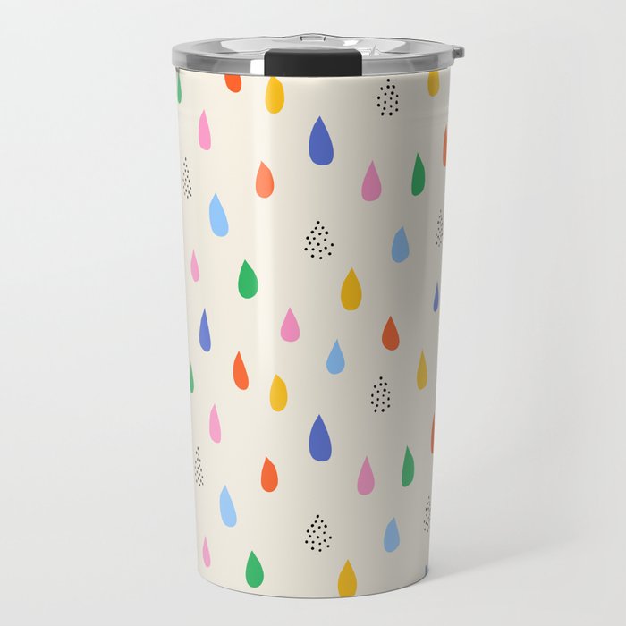 Happy Raindrops - Kids Minimalist Pattern Travel Mug Gallery Image 1
