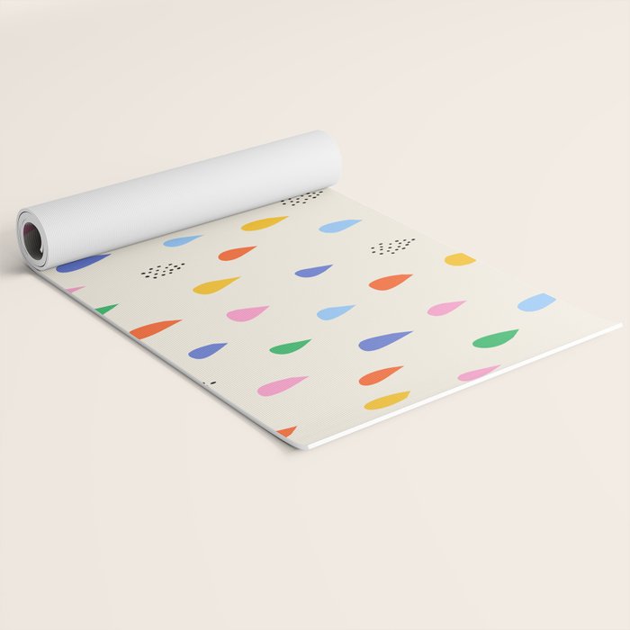 Happy Raindrops - Kids Minimalist Pattern Yoga Mat Gallery Image 2