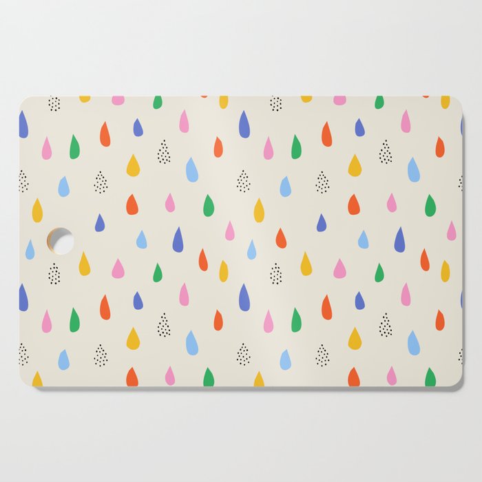 Happy Raindrops - Kids Minimalist Pattern Cutting Board Gallery Image 1