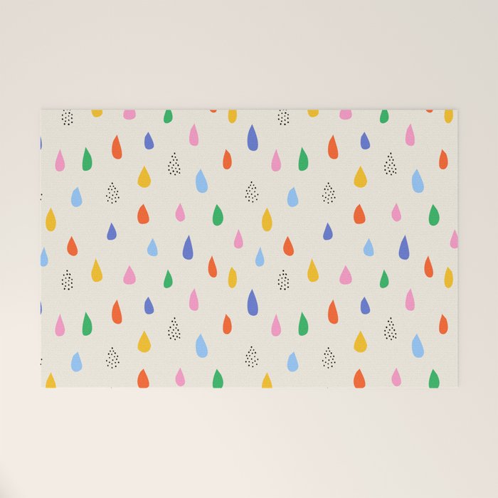 Happy Raindrops - Kids Minimalist Pattern Welcome Mat Gallery Image 1