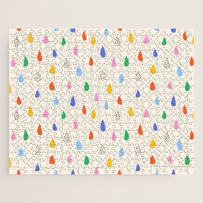 Happy Raindrops - Kids Minimalist Pattern Jigsaw Puzzle Gallery Image 1