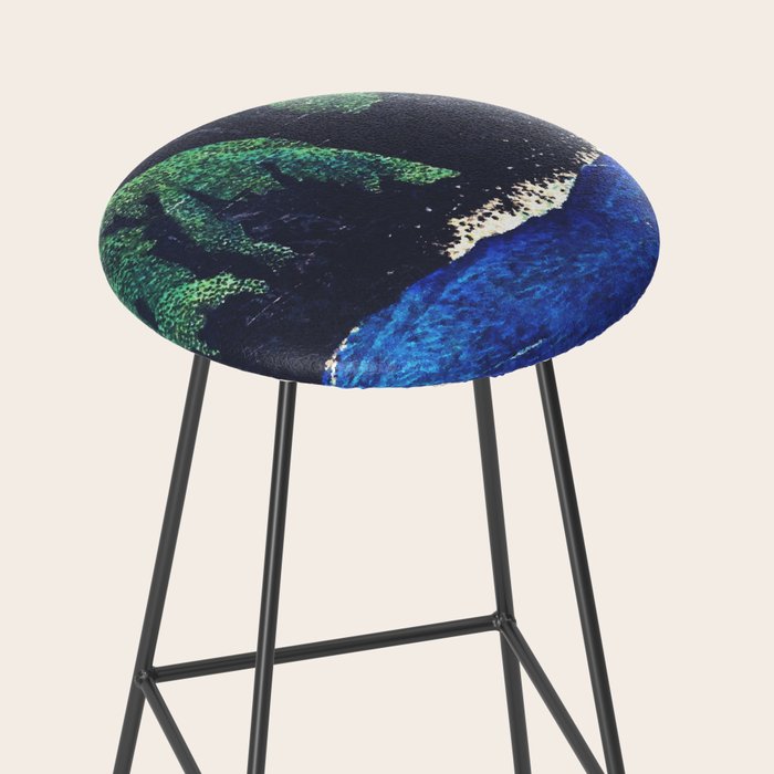 Haka Shore - Nature Ukiyo Landscape in Green & Blue Stool Gallery Image 2