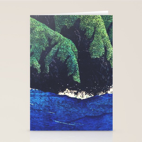 Haka Shore - Nature Ukiyo Landscape in Green & Blue Stationery Card Gallery Image 2