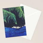 Haka Shore - Nature Ukiyo Landscape in Green & Blue Stationery Card Gallery Image 2