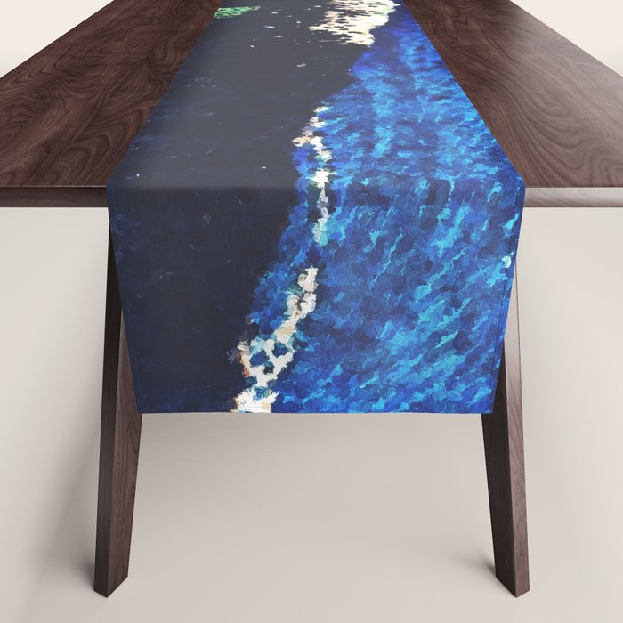 Haka Shore - Nature Ukiyo Landscape in Green & Blue Table Runner Gallery Image 1