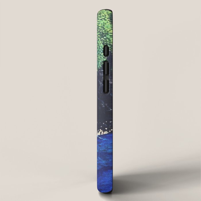 Haka Shore - Nature Ukiyo Landscape in Green & Blue iPhone Case Gallery Image 2