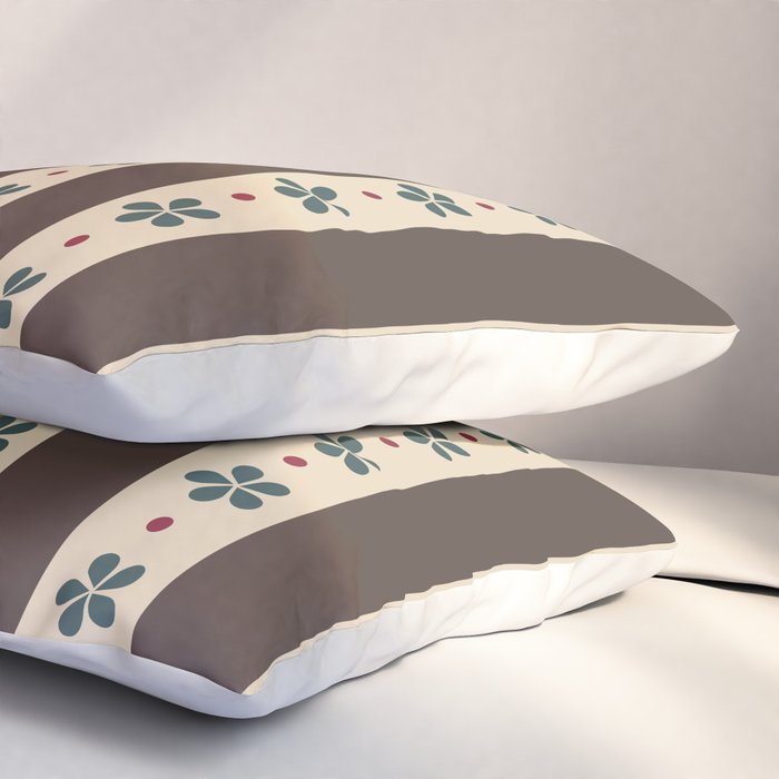 Brown Stripes And Flowers Pillow Sham Gallery Image 3
