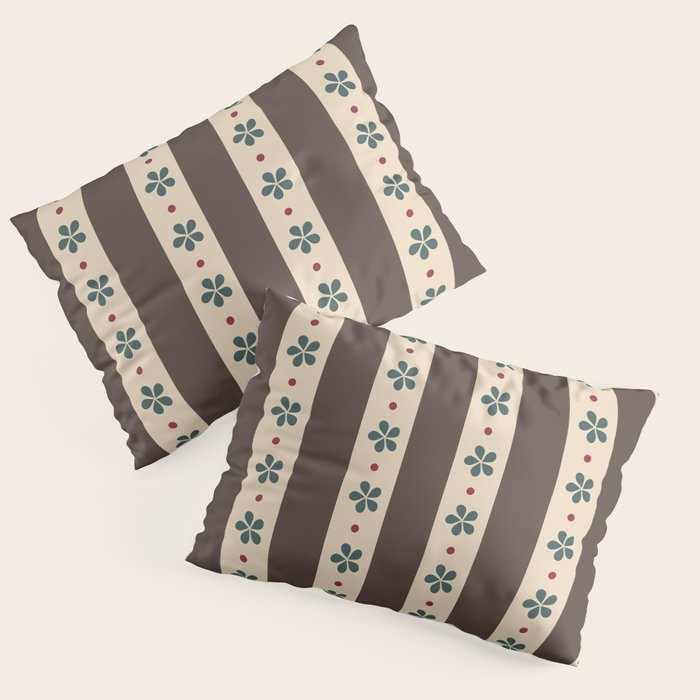 Brown Stripes And Flowers Pillow Sham Gallery Image 3