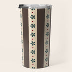 Brown Stripes And Flowers Travel Mug Gallery Image 3