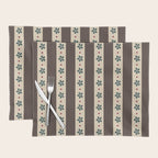 Brown Stripes And Flowers Placemat Gallery Image 1