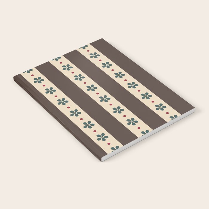 Brown Stripes And Flowers Notebook Gallery Image 1