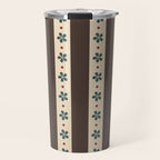 Brown Stripes And Flowers Travel Mug Gallery Image 1