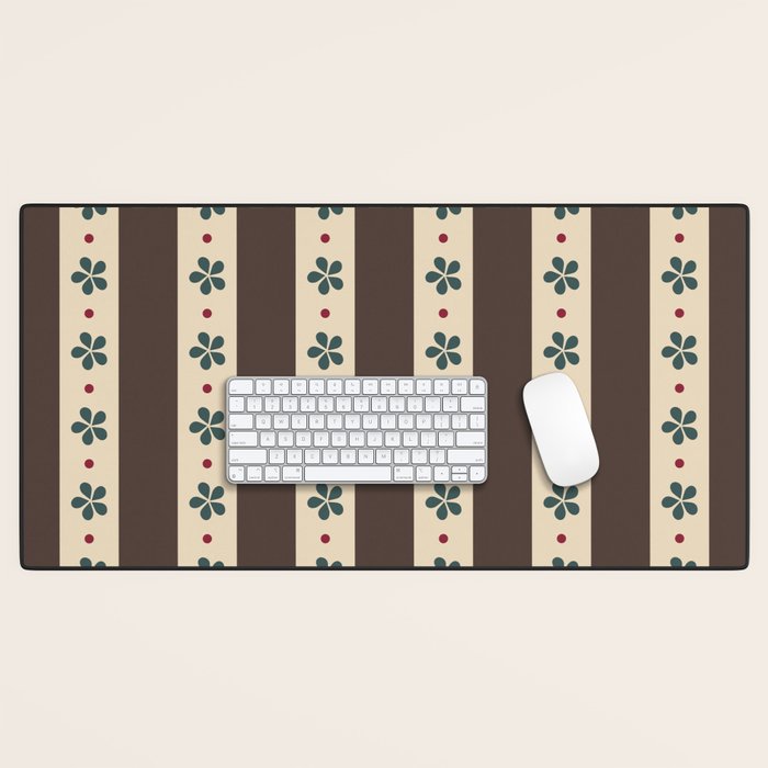 Brown Stripes And Flowers Desk Mat Gallery Image 1
