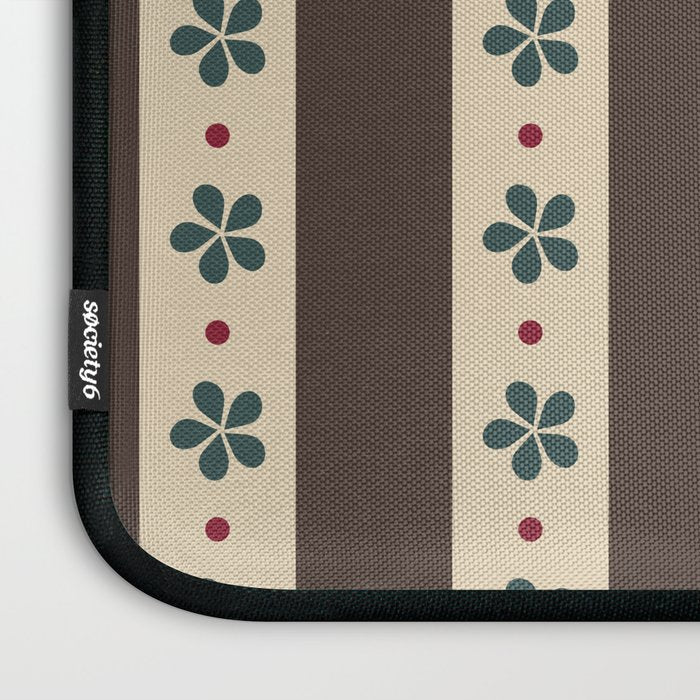 Brown Stripes And Flowers Laptop Sleeve Gallery Image 3