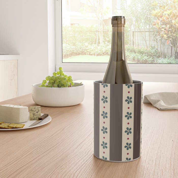 Brown Stripes And Flowers Wine Chiller Gallery Image 4
