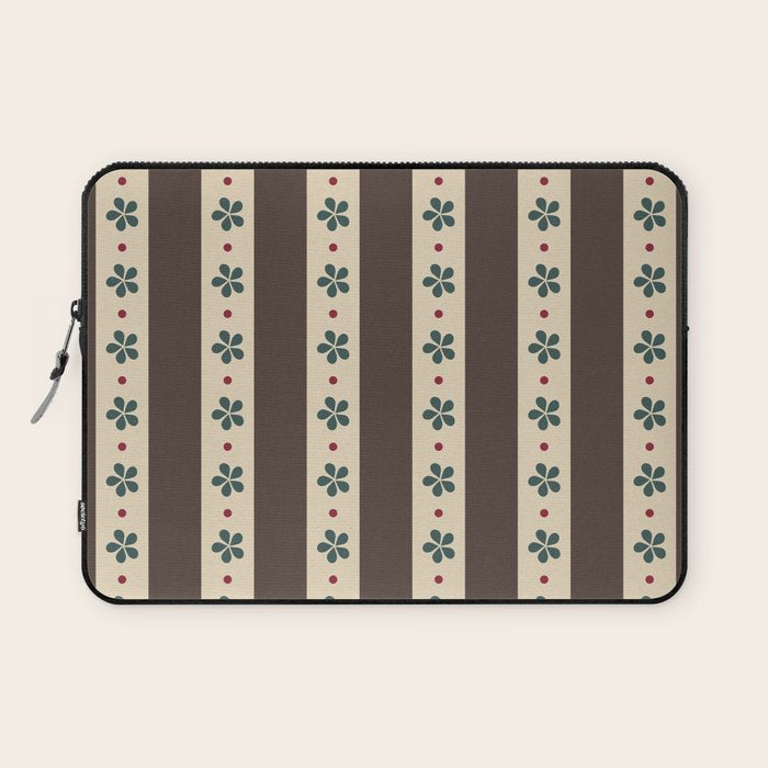 Brown Stripes And Flowers Laptop Sleeve Gallery Image 1