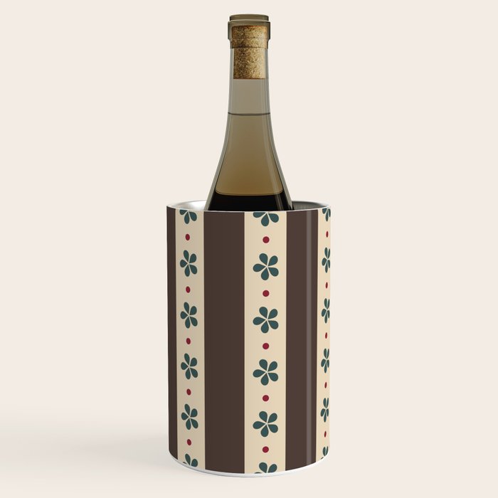 Brown Stripes And Flowers Wine Chiller Gallery Image 2