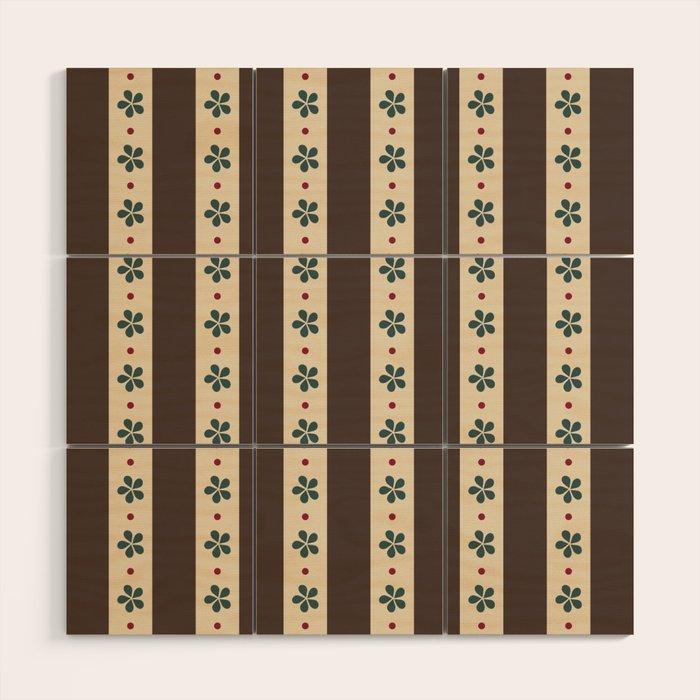 Brown Stripes And Flowers Wood Wall Art Gallery Image 1