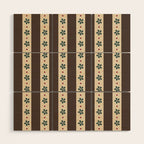 Brown Stripes And Flowers Wood Wall Art Gallery Image 1
