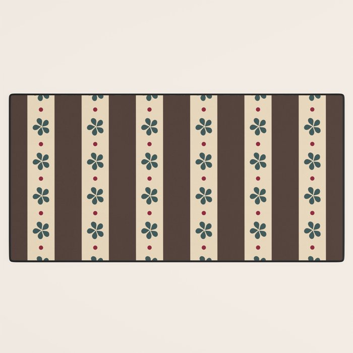 Brown Stripes And Flowers Desk Mat Gallery Image 3