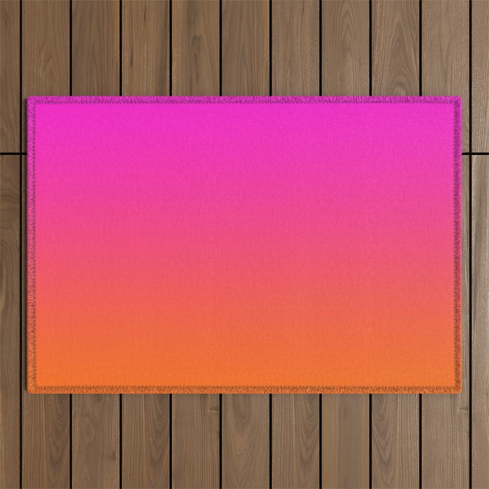 Hot Magenta Pink and Orange Trendy Ombre Outdoor Rug Gallery Image 1