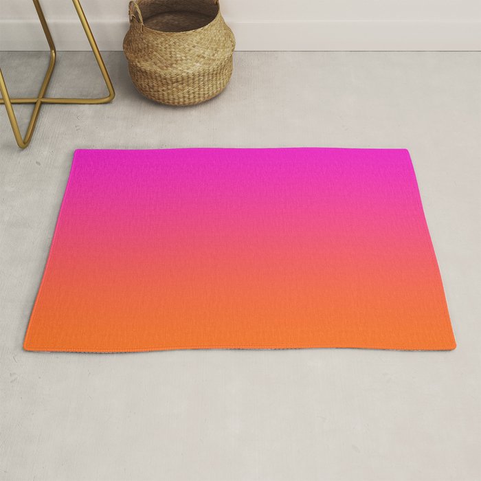 Hot Magenta Pink and Orange Trendy Ombre Rug Gallery Image 1