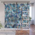 Mermaid Ocean Blue Pattern Wall Mural Gallery Image 1