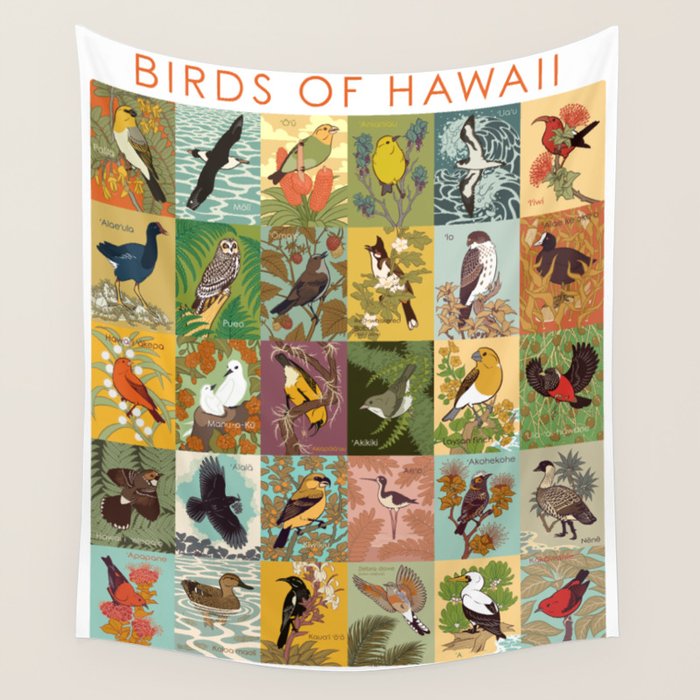 Birds of Hawaii Wall Tapestry Gallery Image 4